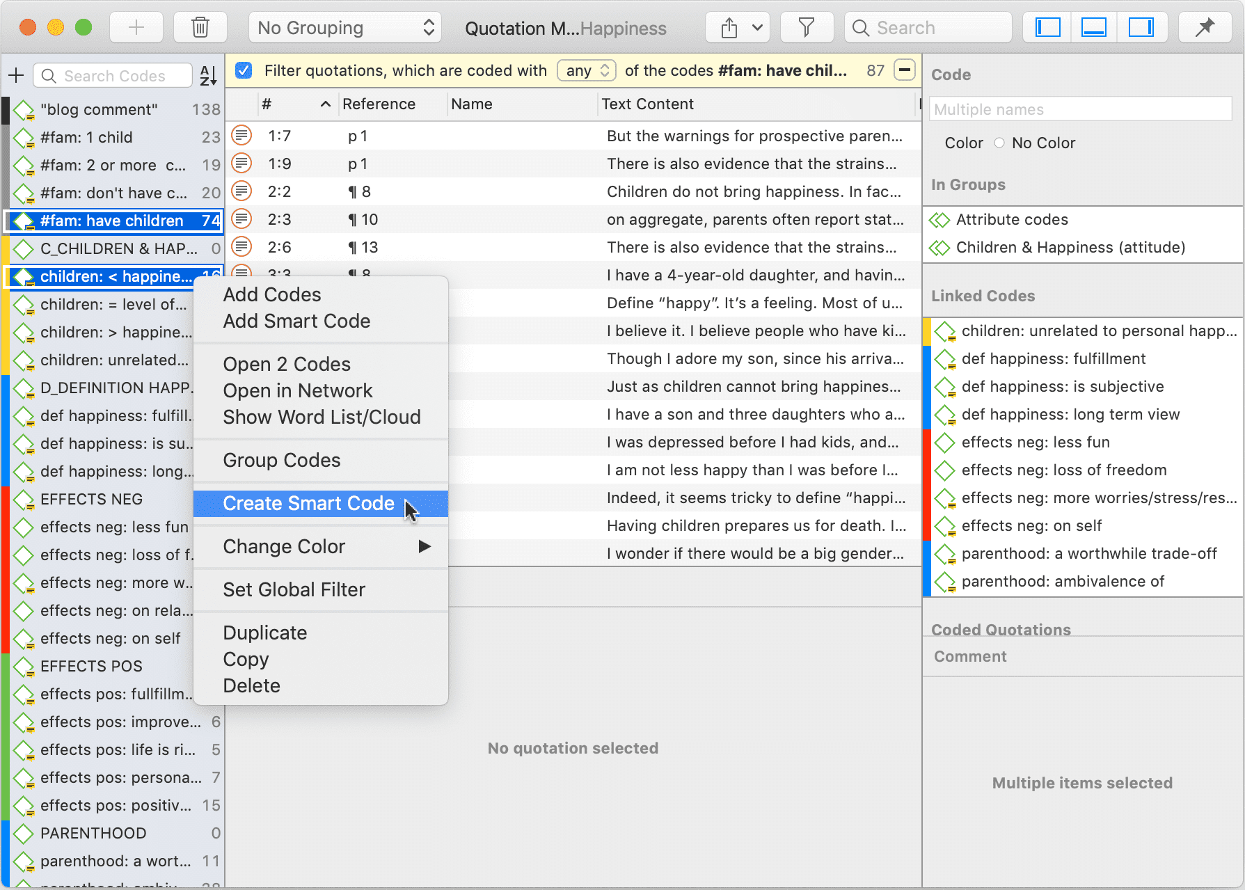Create smart code in Quotation Manager