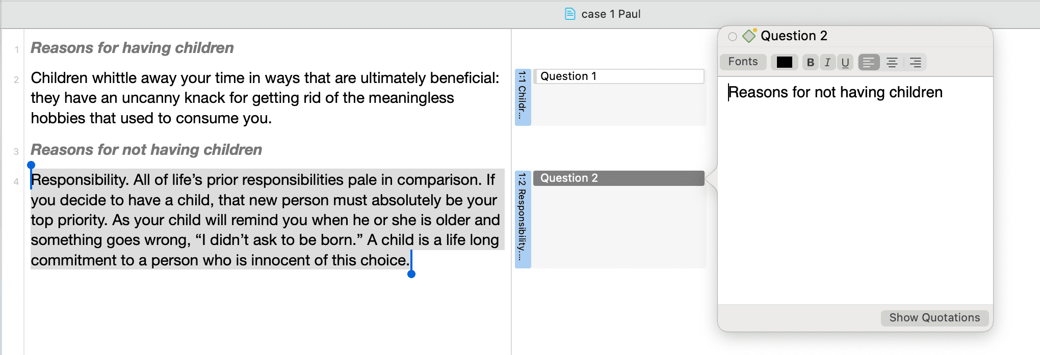Imported survey data - auto-coded survey questions