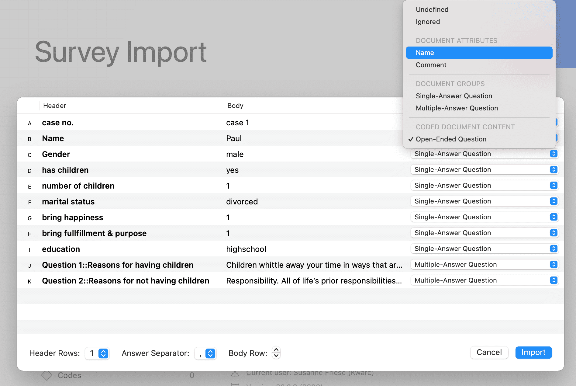 Survey Import Wizard