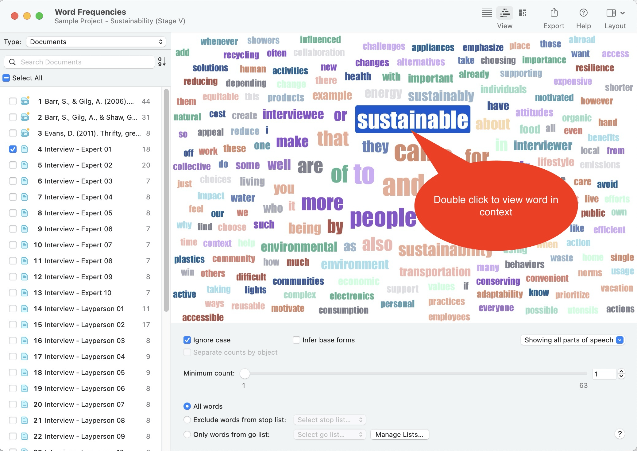 Finding word in context