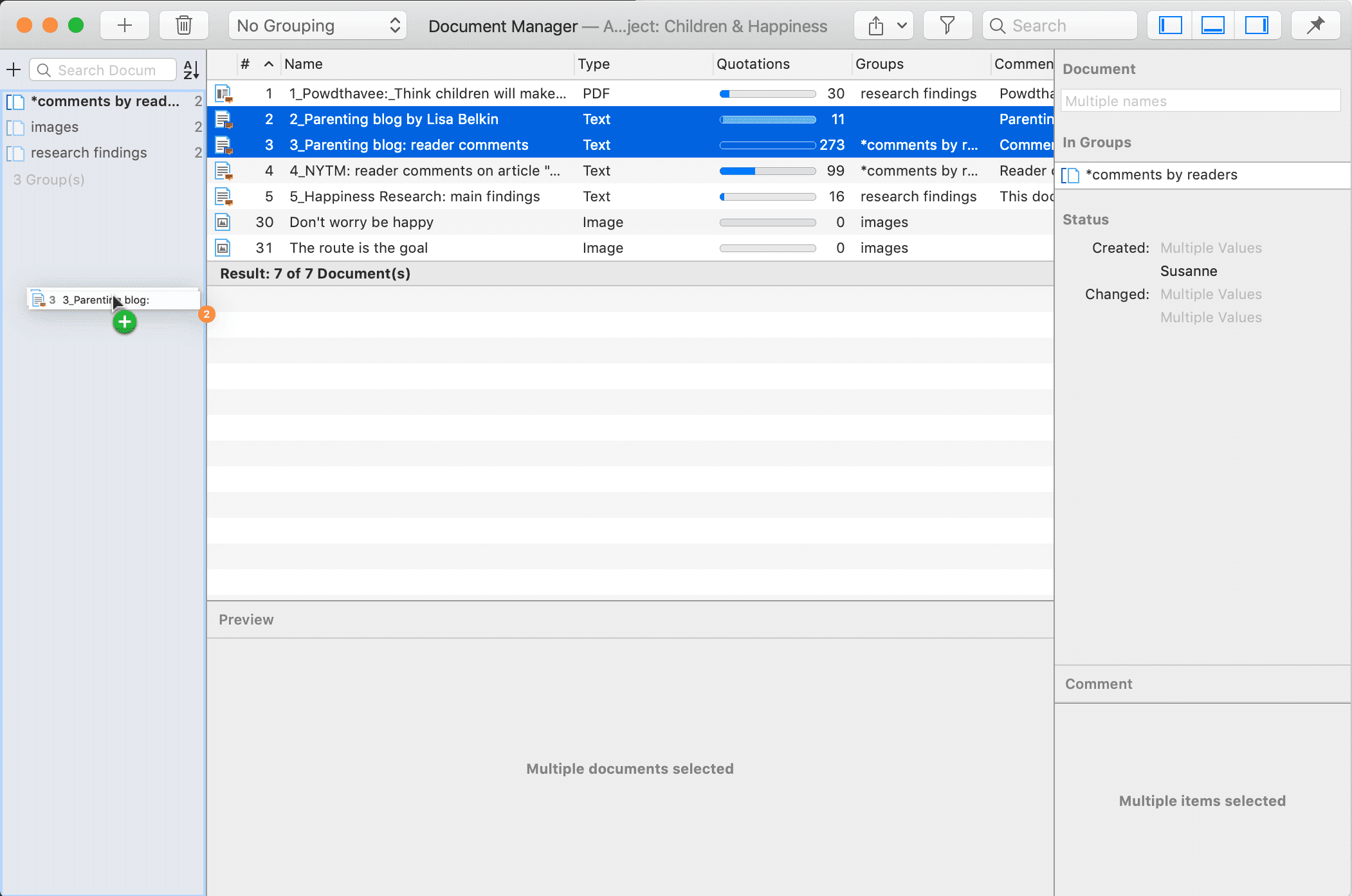 Creating groups in manager