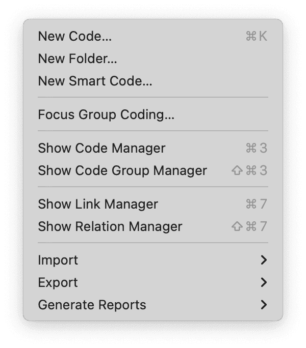 Code Menu