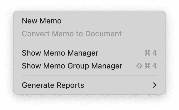 Memo Menu
