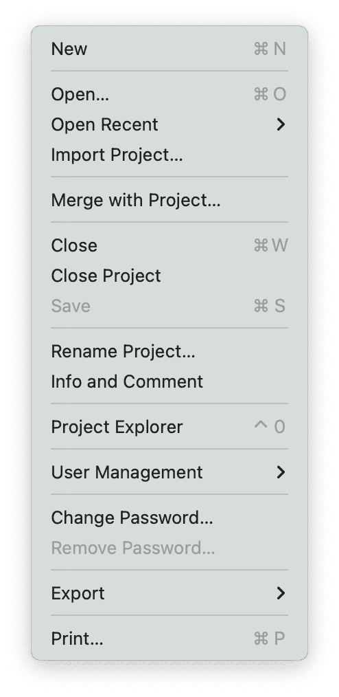 Project Menu