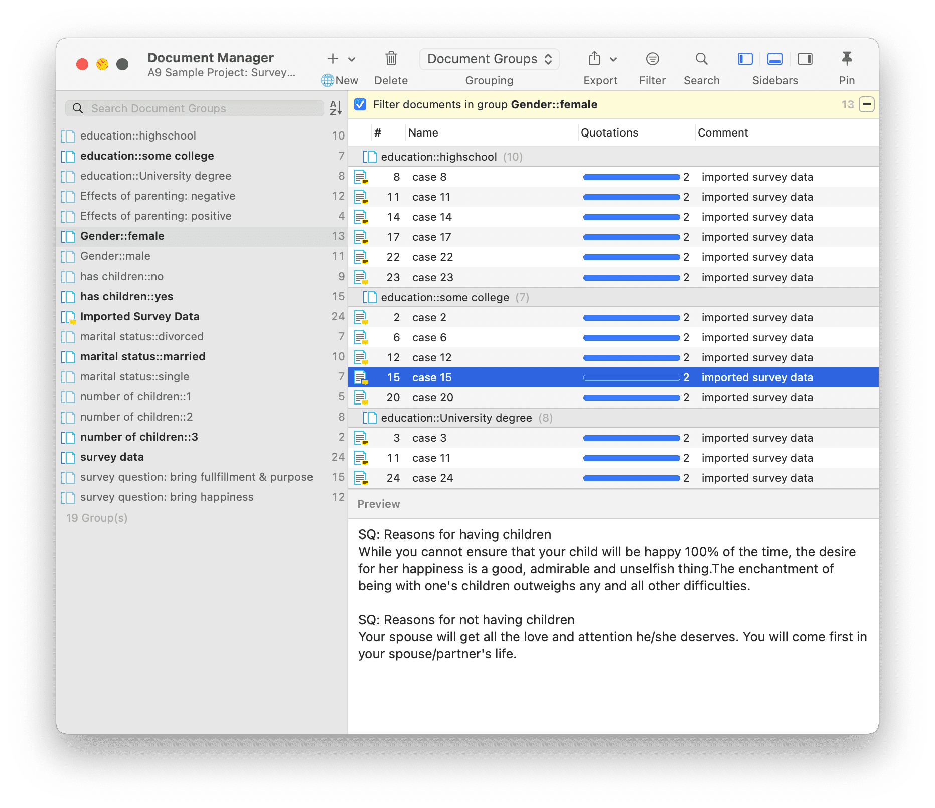 Document Manager with Document Groups