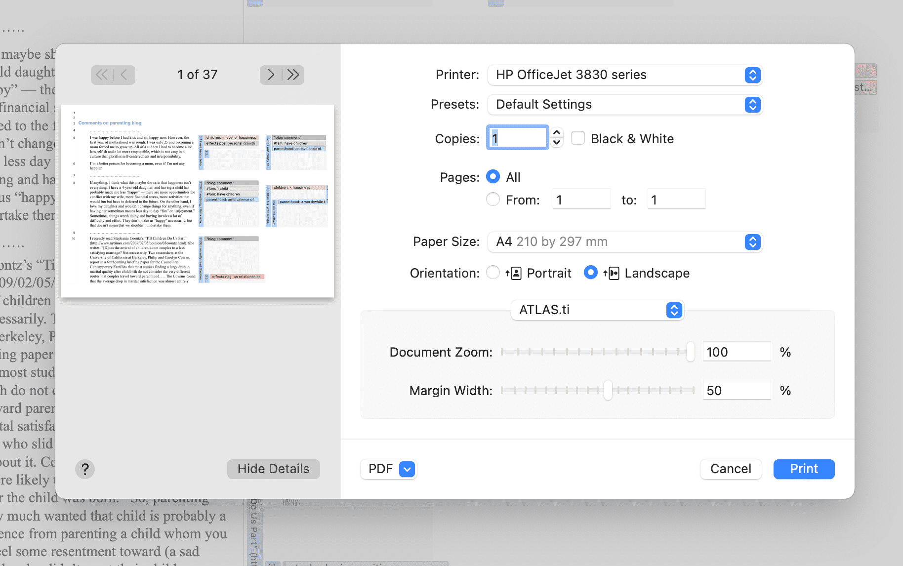 Print with Margin