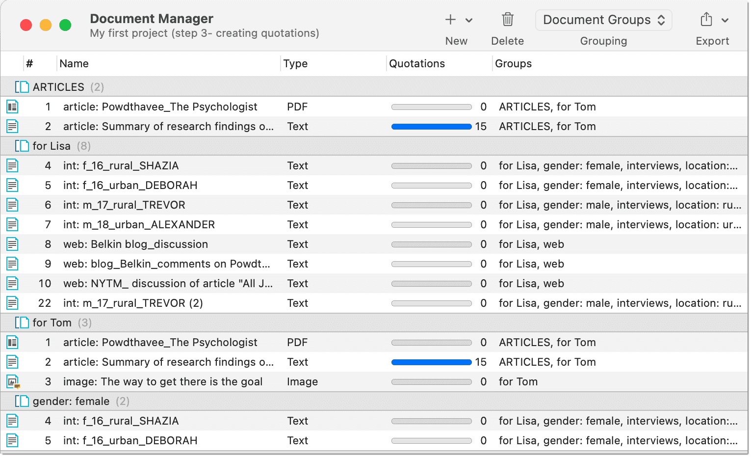 Document Manager Grouped By Documents