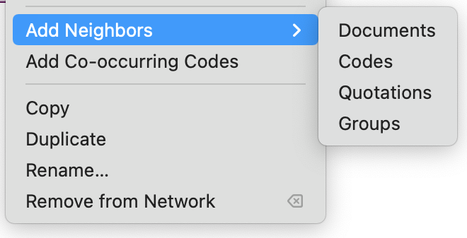 Add neighbors context menu