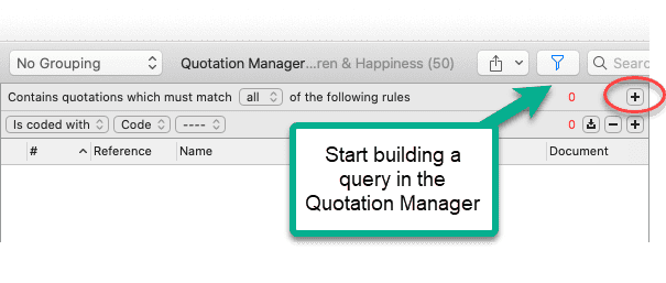 Filter icon in the Quotation Manager
