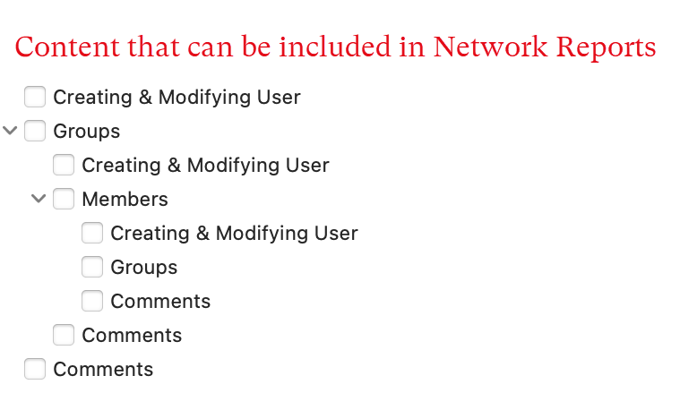 Optional Content for Network Manager Reports