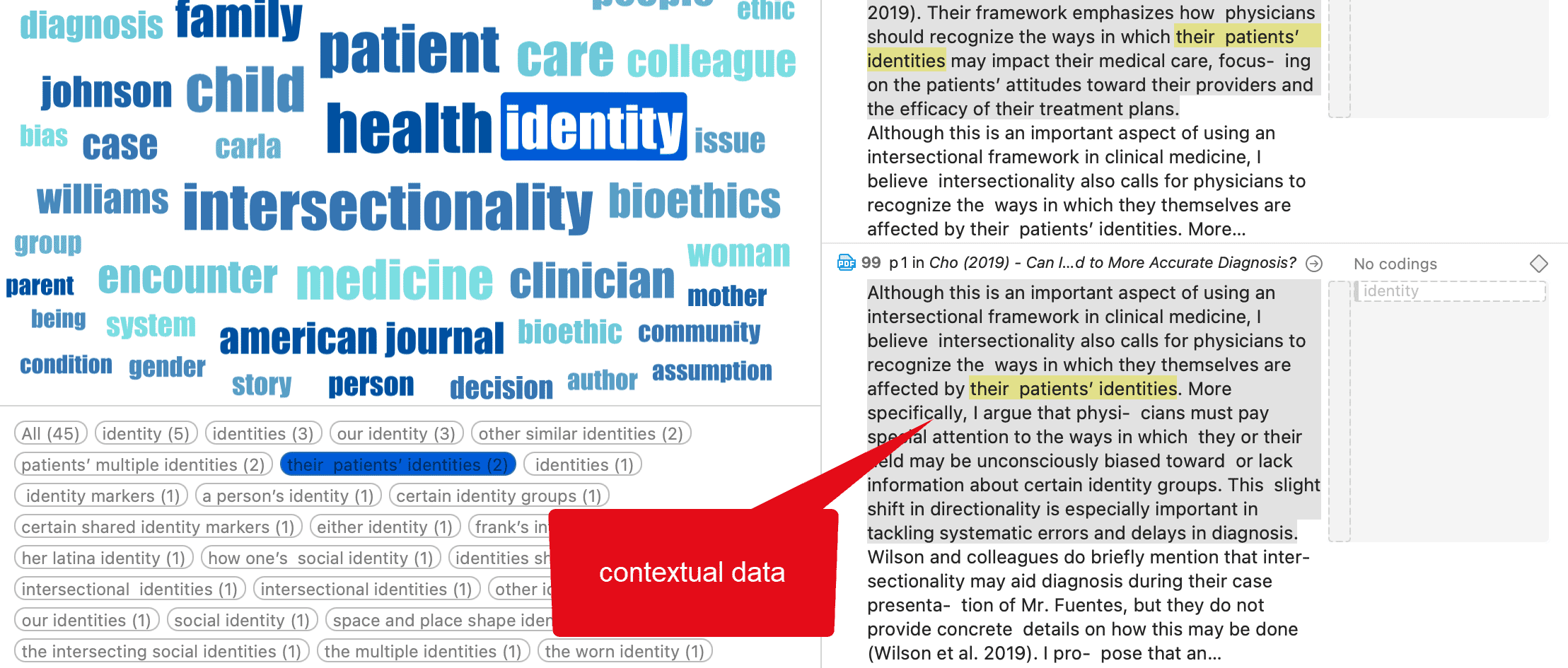 Concepts analysis - display concept in context