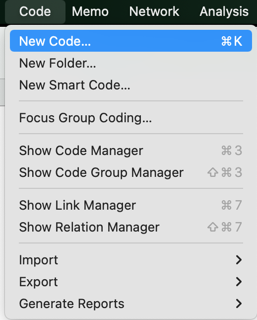 Create New Code