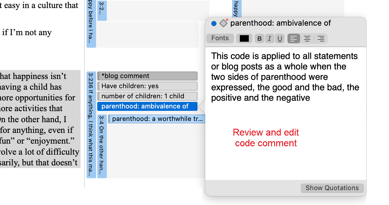 Adding a code definition in the margin area