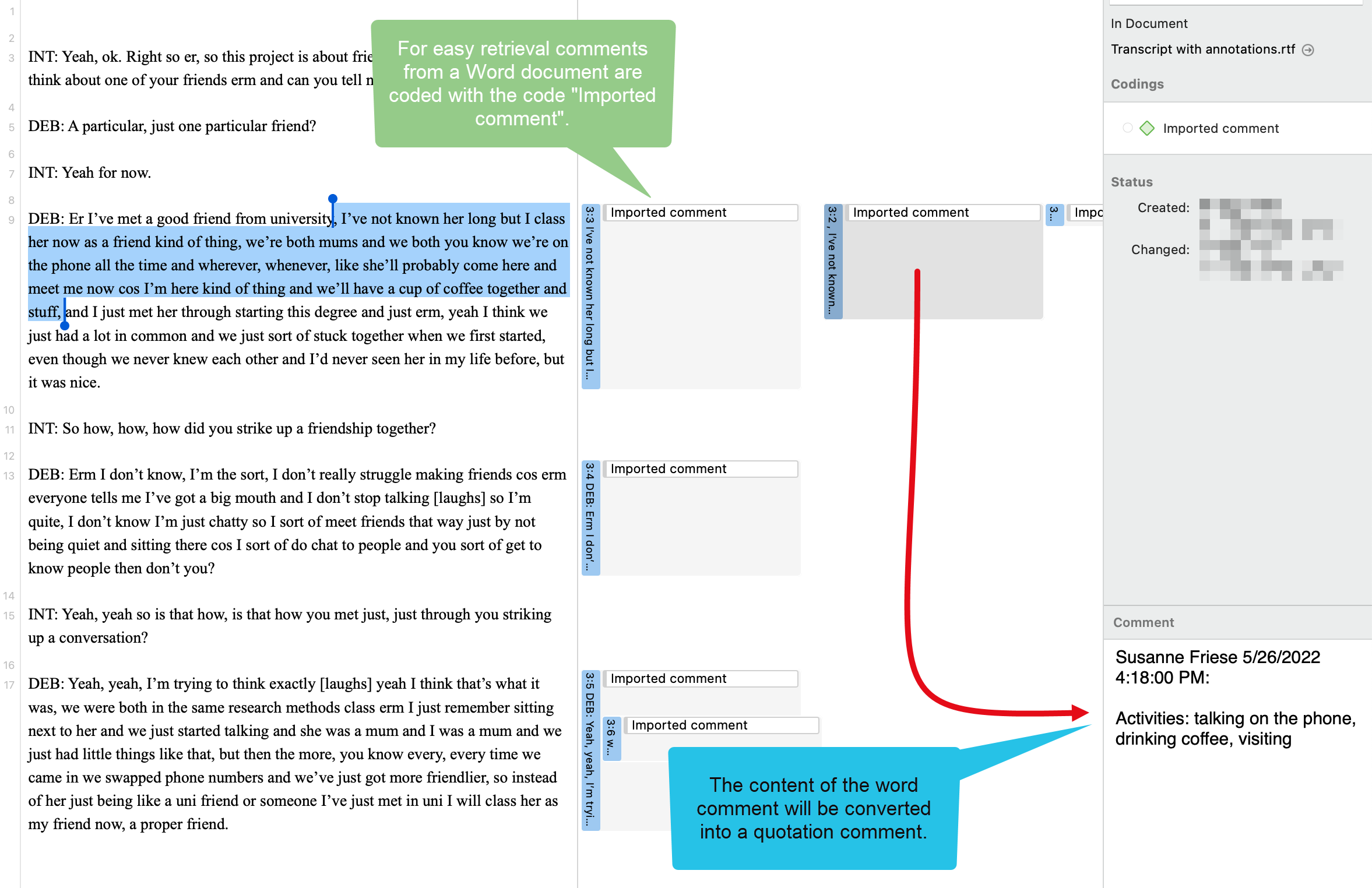 Imported Worddocument with comments