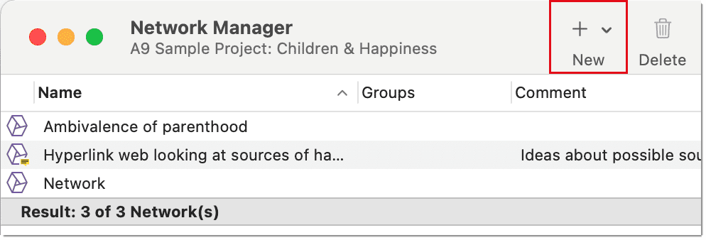 Creating a new network in a Network Manager