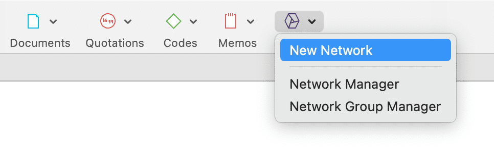 Creating a new network from the toolbar