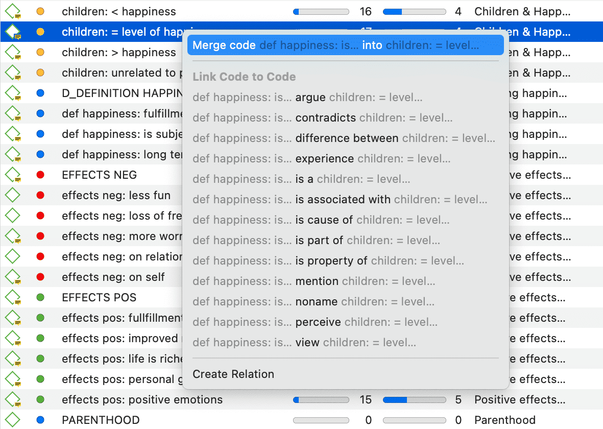 Linking codes in the Code Manager