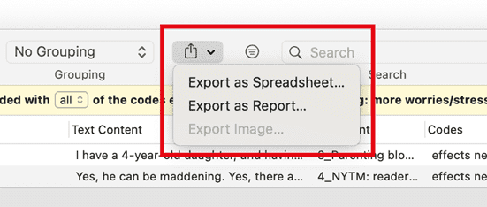 Exporting retrieved data segments