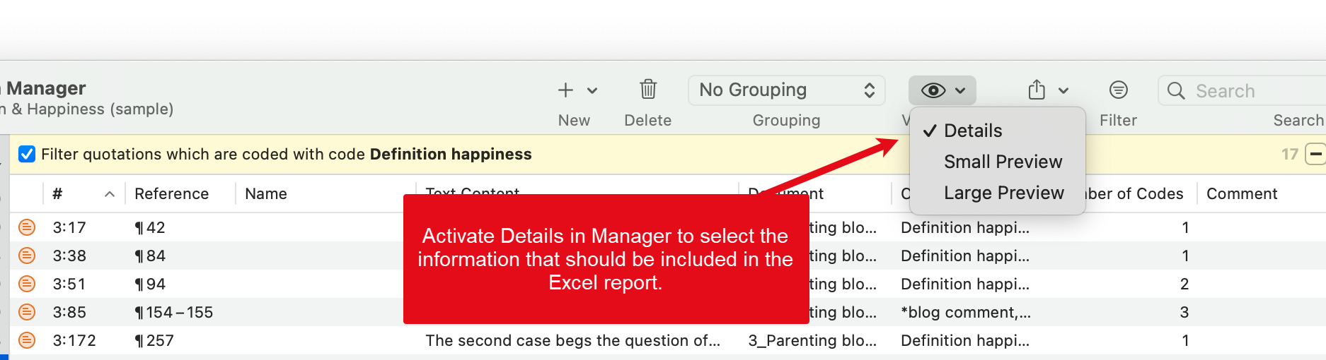 Detail View mode in Managers