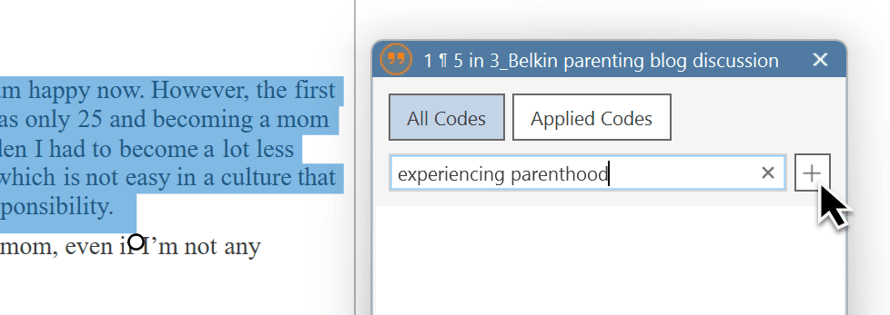 Creating a new code and apply