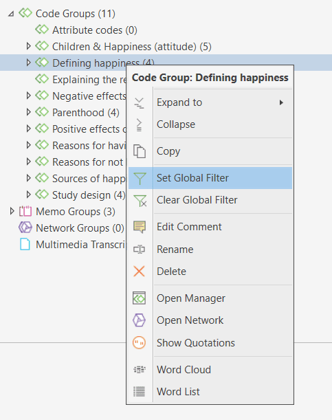 Setting a global filter