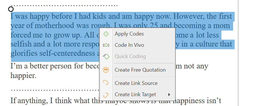 Open the coding menu