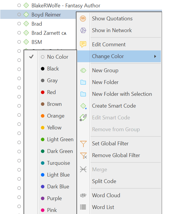 Changing code colors