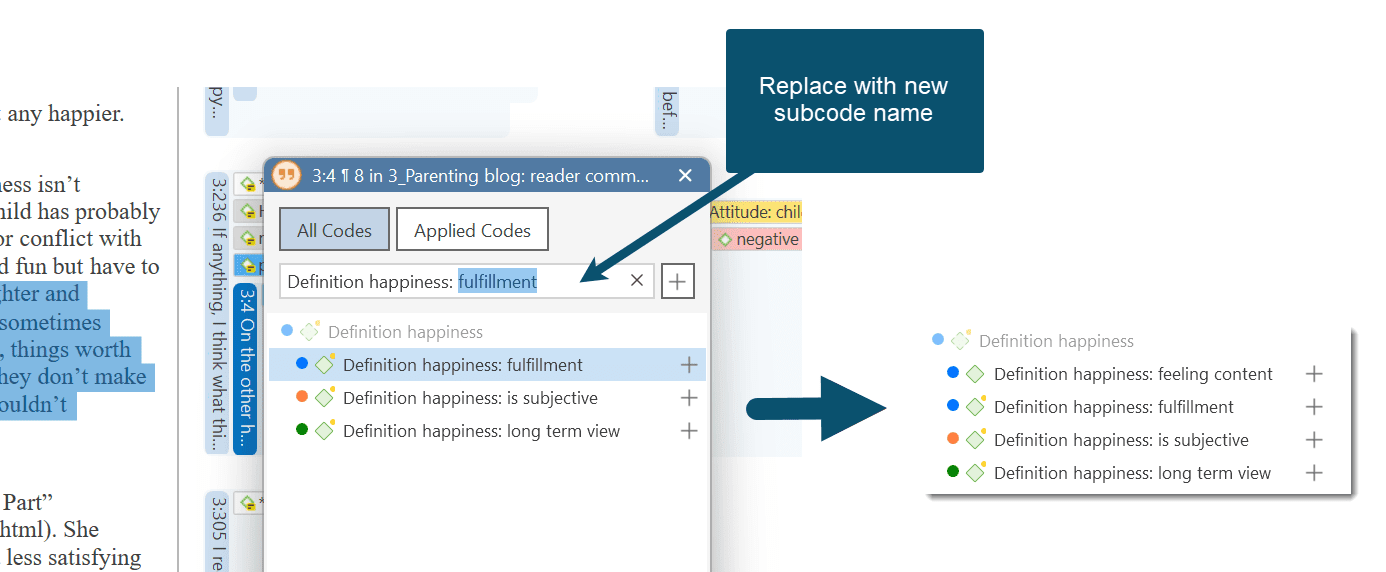Create new subcode for existing category