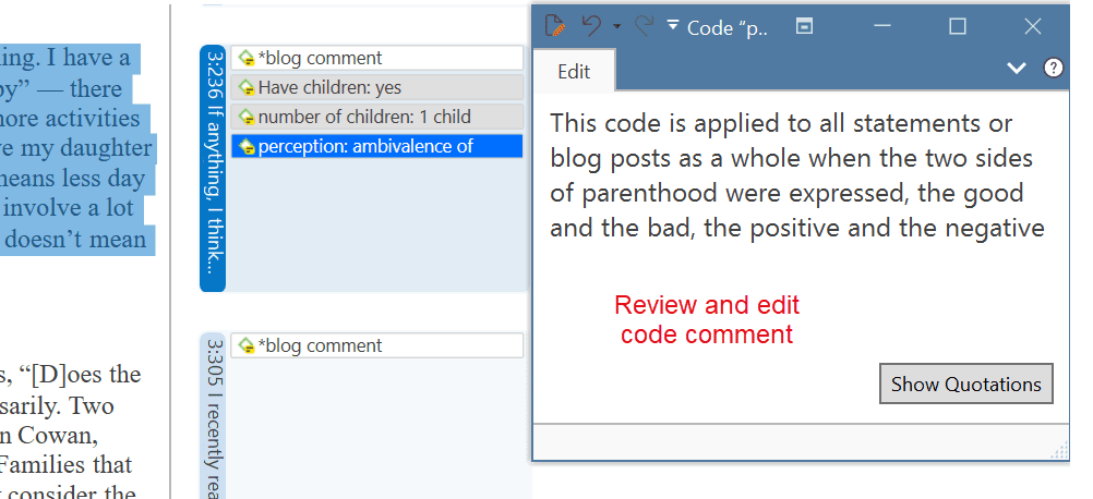 Adding code definitions in the margin area