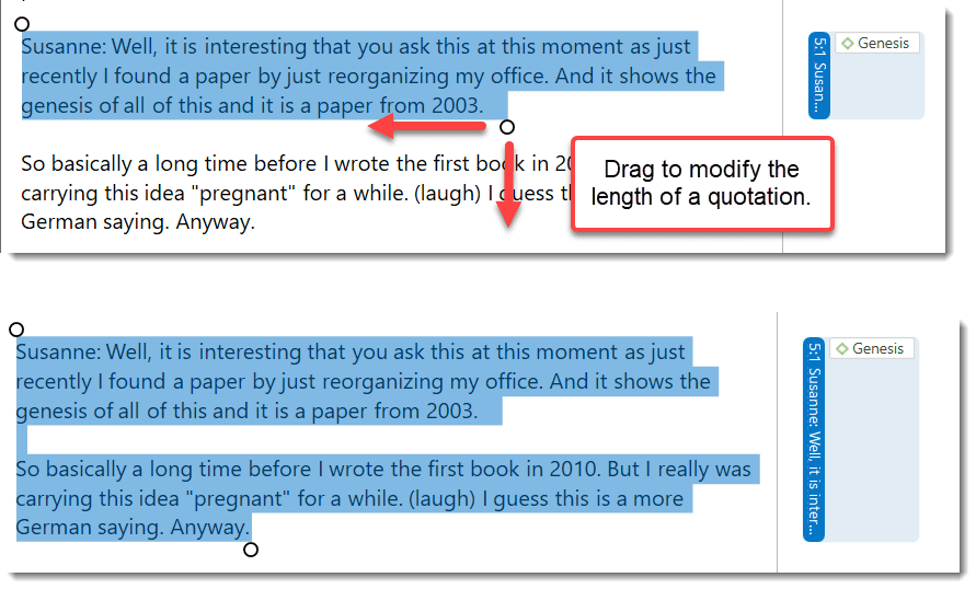 Modifying the length of a quotation