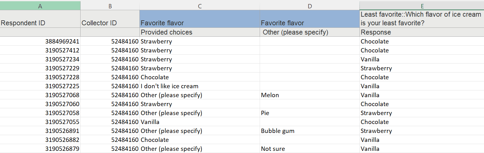 Survey two header rows