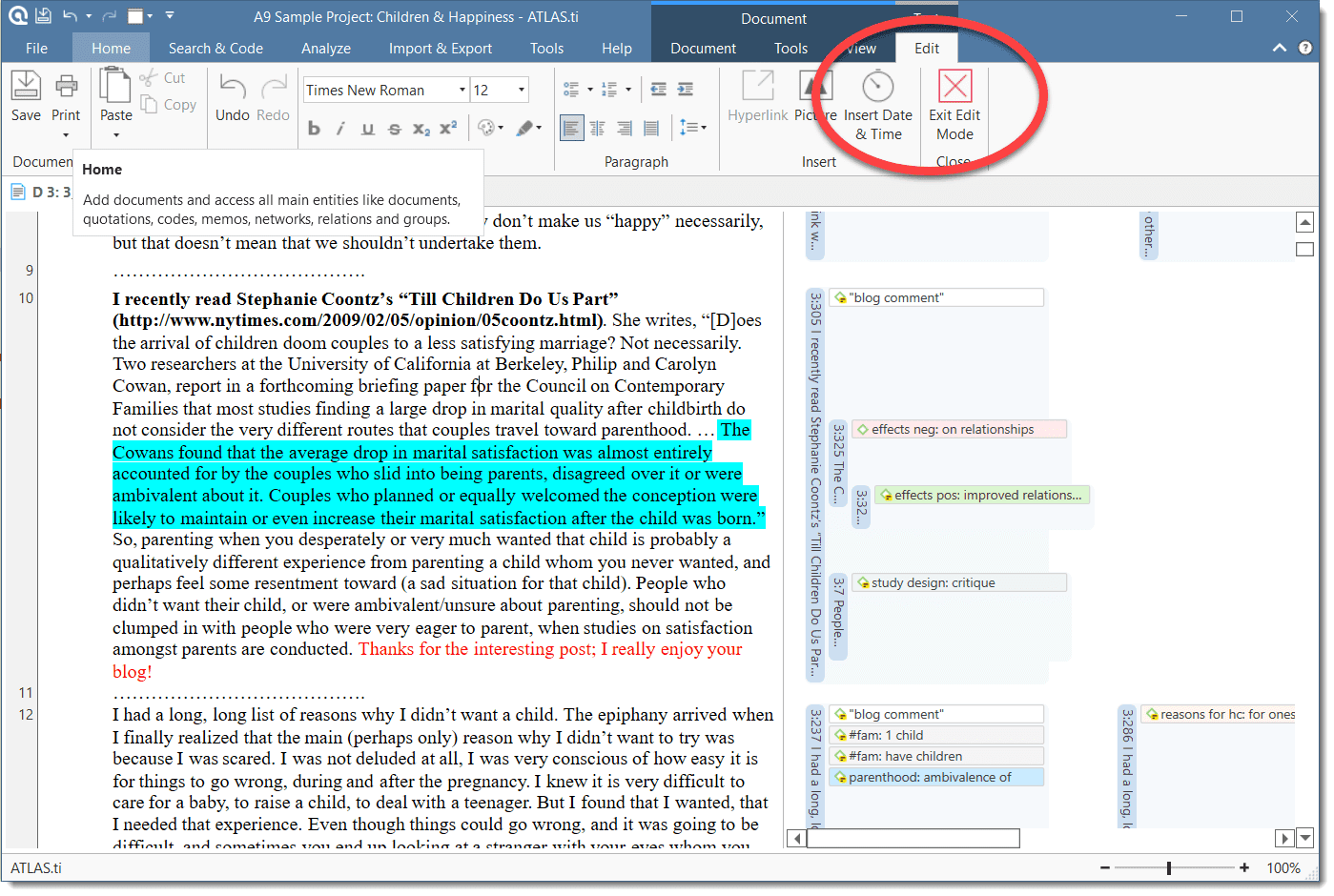 Document in Edit Mode