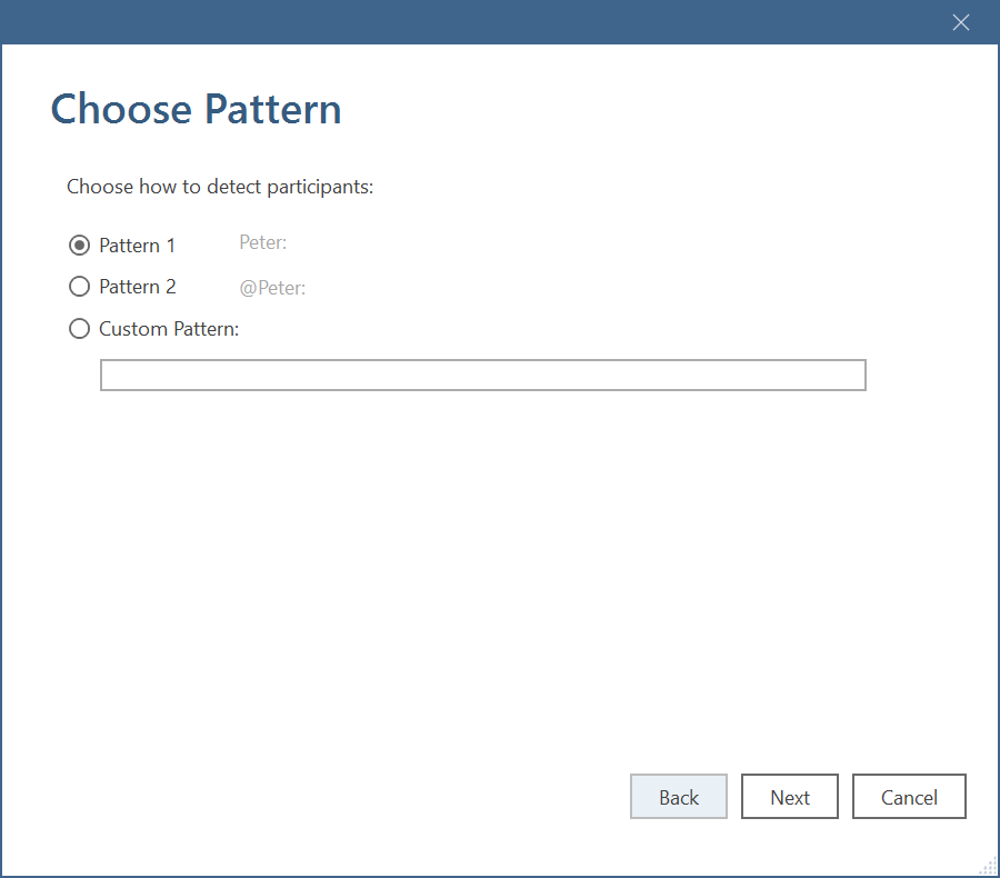 Select pattern for focus group coding