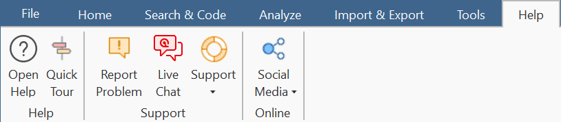 The Help tab