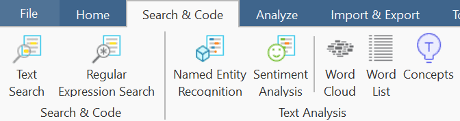 The ATLAS.ti Search & Code tab