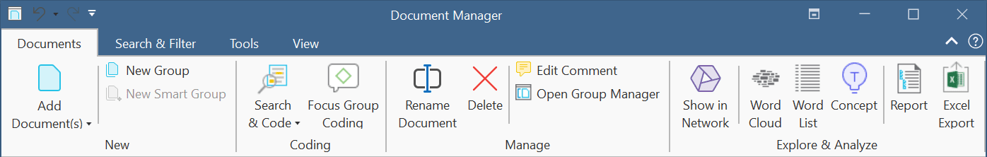 ATLAS.ti Document Manager Ribbon