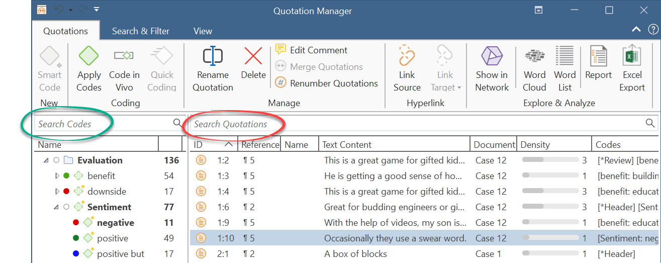 Searching for content in a Manager
