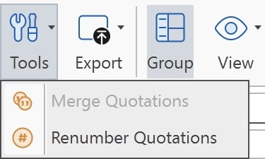 ATLAS.ti Quotation Manager ribbon Tools