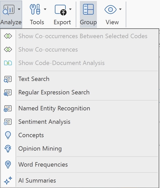 Code Manager Ribbon Analyze