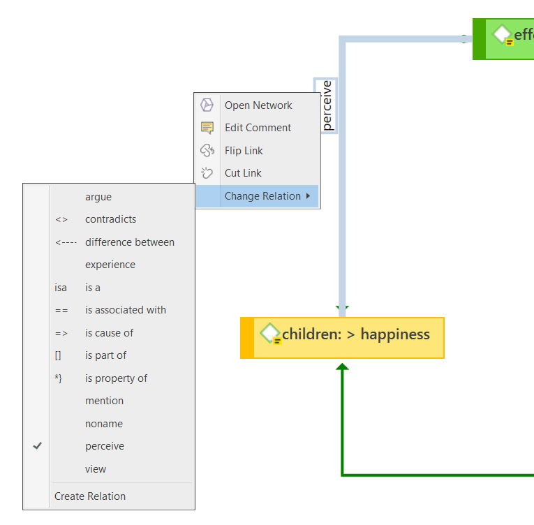 Change Relation in ATLAS.ti networks