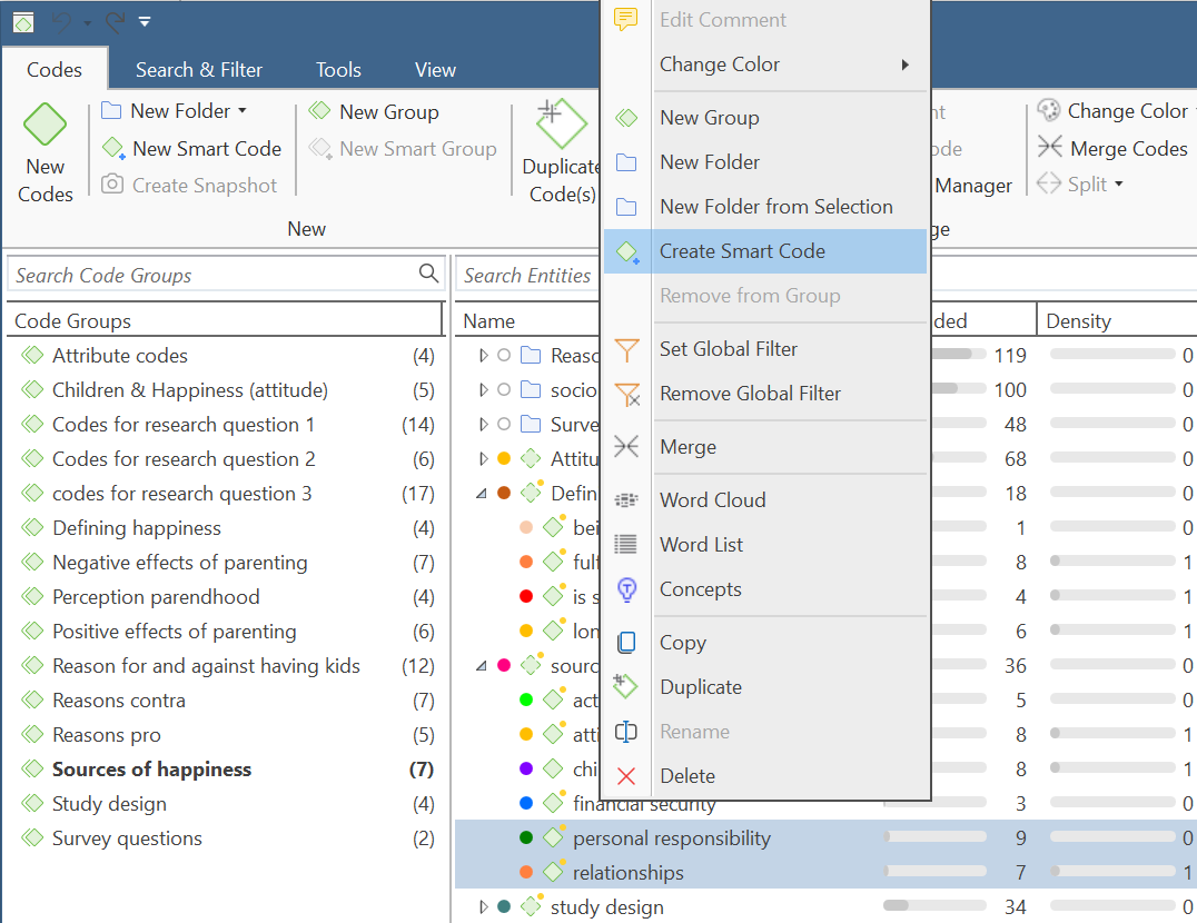Creating a smart code in the Code Manager