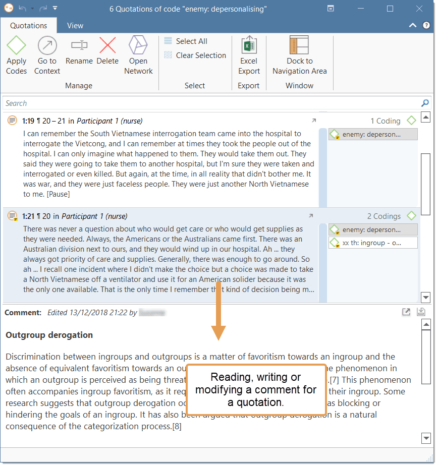 Writing a comment for a quotation in the Quotation Reader