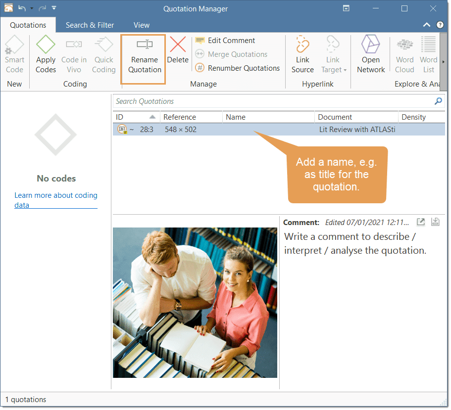 Create an image quotation