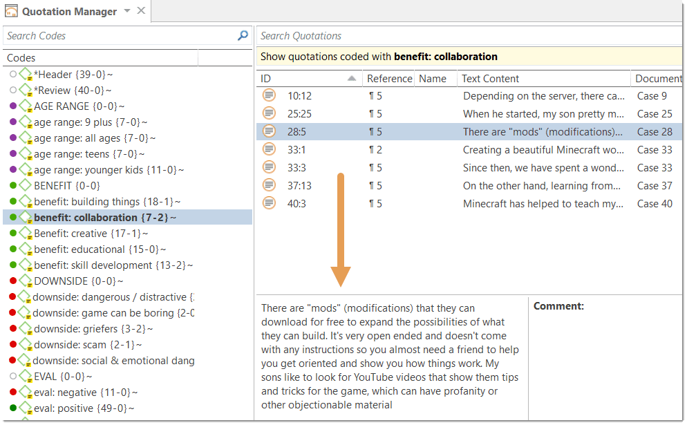 Retrieving a quotation in the Quotation Manager