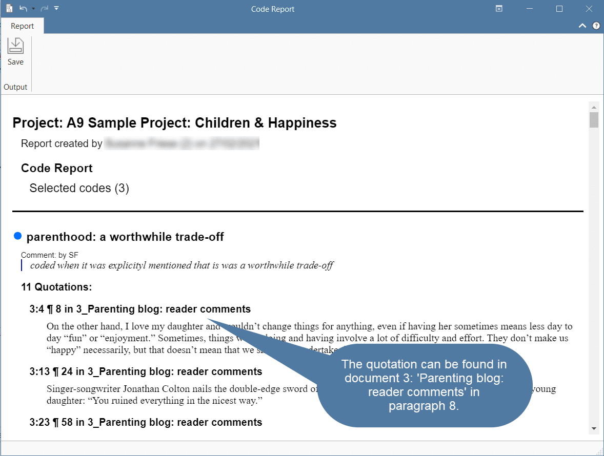 A code report