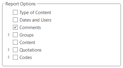 Select the content for the report