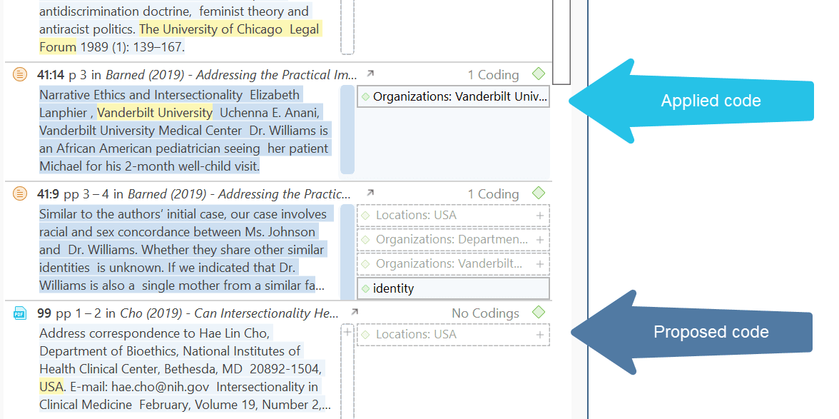 Manual Coding of suggested statements