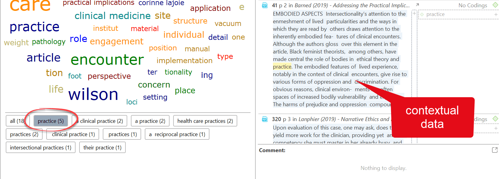 Concepts analysis - display concept in context