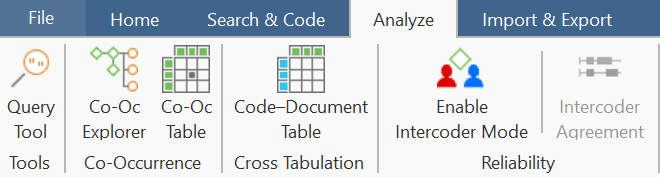 The ATLAS.ti Analyze tab